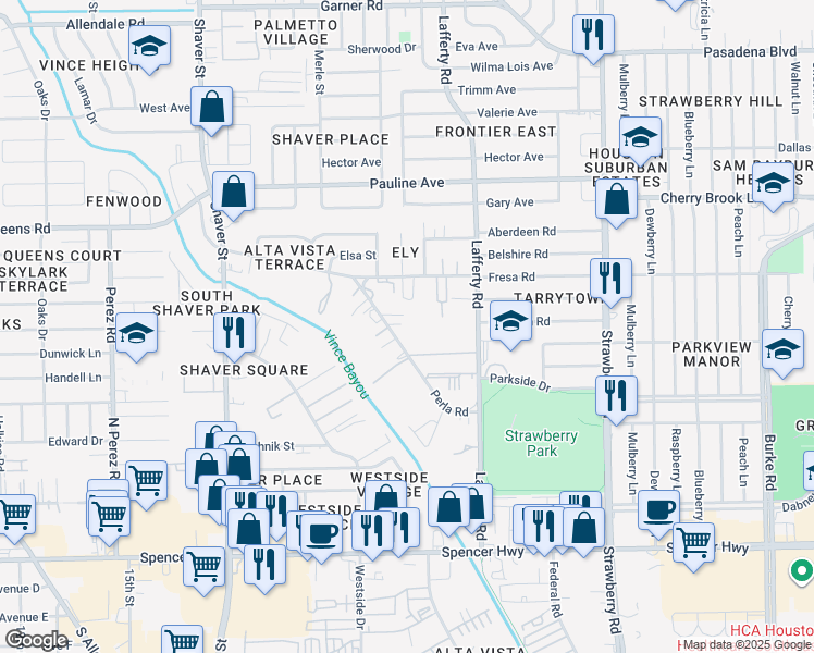 map of restaurants, bars, coffee shops, grocery stores, and more near 717 Perla Road in Pasadena