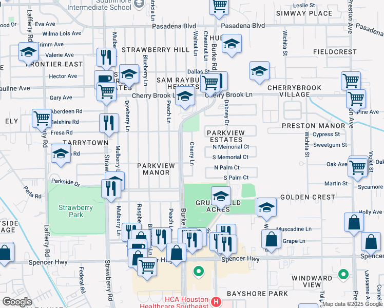 map of restaurants, bars, coffee shops, grocery stores, and more near 2607 Cherry Lane in Pasadena