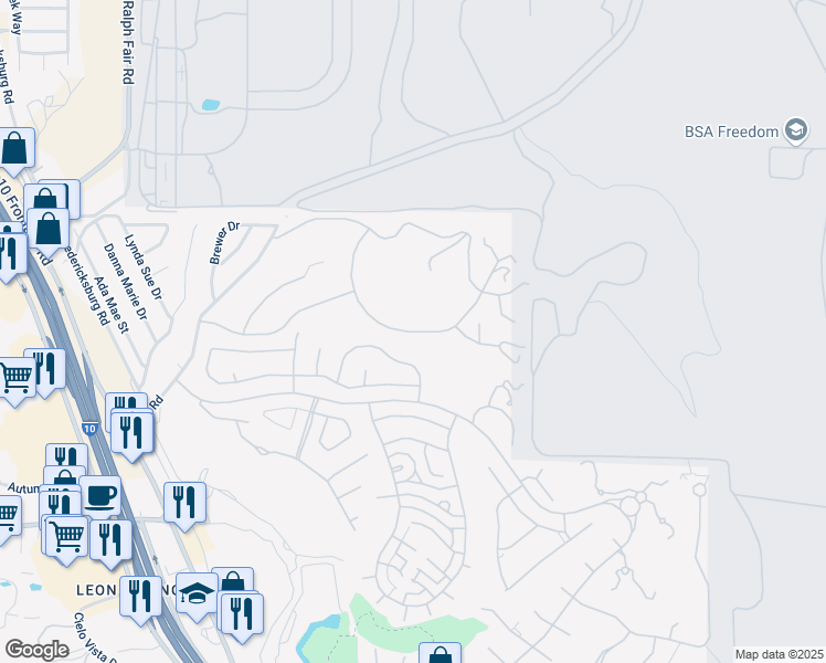 map of restaurants, bars, coffee shops, grocery stores, and more near 6752 Manor Hill in San Antonio
