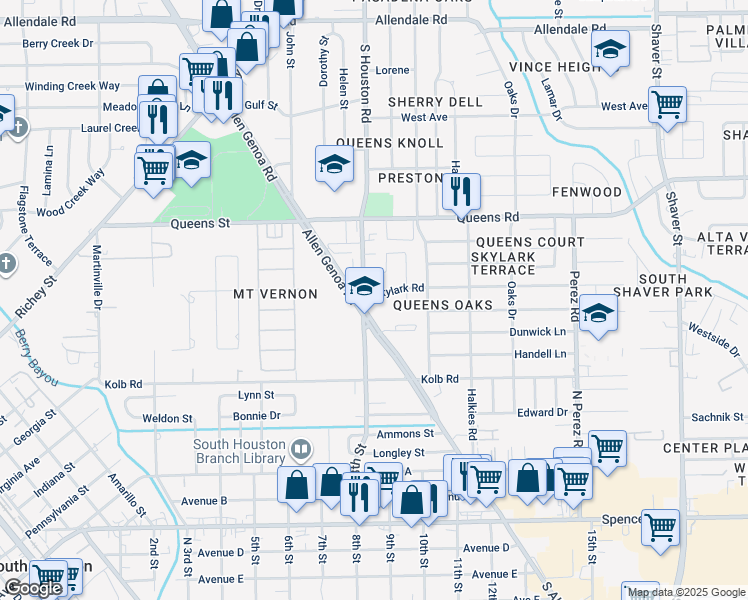 map of restaurants, bars, coffee shops, grocery stores, and more near 1041 Skylark Road in Pasadena
