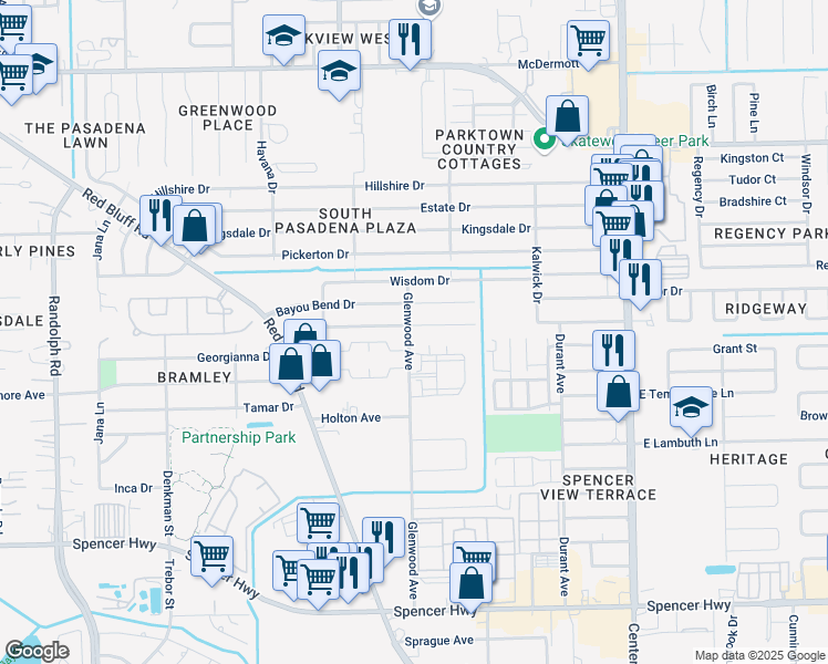 map of restaurants, bars, coffee shops, grocery stores, and more near 814 Bayou Vista Drive in Deer Park