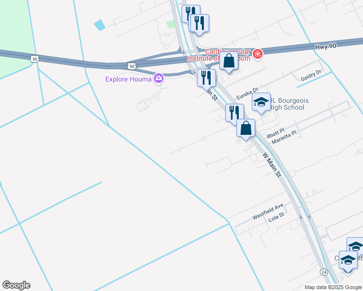 map of restaurants, bars, coffee shops, grocery stores, and more near 220 North Terrebonne Drive in Gray