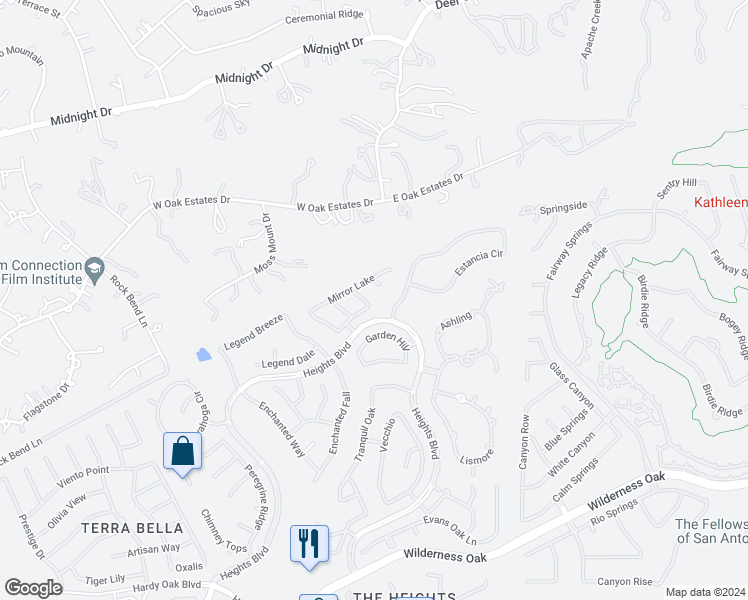 map of restaurants, bars, coffee shops, grocery stores, and more near 23606 Star View in San Antonio