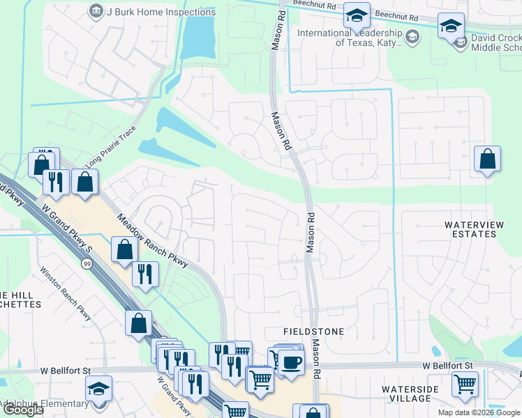 map of restaurants, bars, coffee shops, grocery stores, and more near 20711 Sapphire Lake Road in Richmond