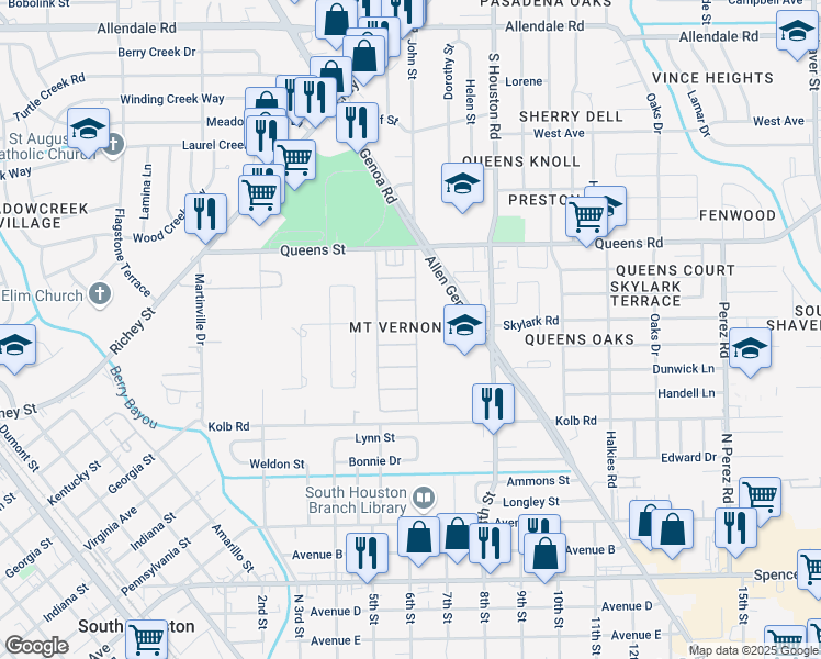 map of restaurants, bars, coffee shops, grocery stores, and more near 2603 Shenandoah Drive in Pasadena