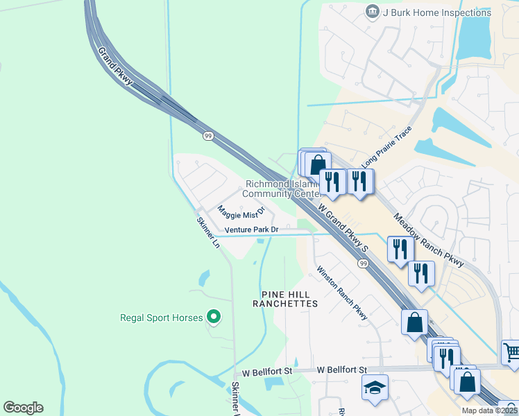 map of restaurants, bars, coffee shops, grocery stores, and more near 7006 Crockett Ridge Dr in Richmond