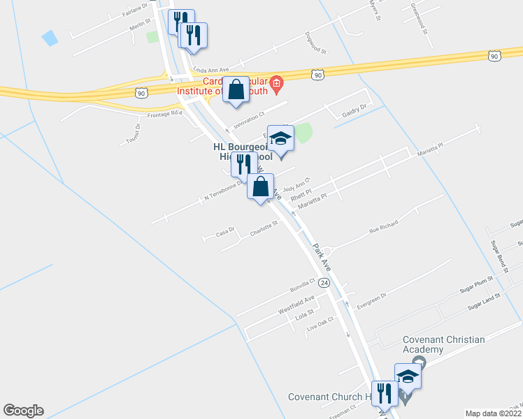 map of restaurants, bars, coffee shops, grocery stores, and more near 4244 West Main Street in Gray