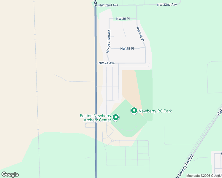 map of restaurants, bars, coffee shops, grocery stores, and more near 24722 Northwest 24 Avenue in Newberry