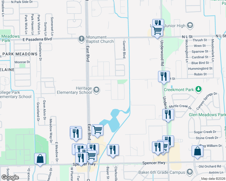 map of restaurants, bars, coffee shops, grocery stores, and more near 2414 Dane Lane in Deer Park
