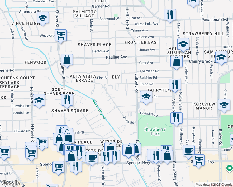 map of restaurants, bars, coffee shops, grocery stores, and more near 717 Perla Road in Pasadena
