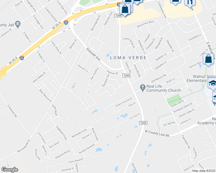 map of restaurants, bars, coffee shops, grocery stores, and more near 1230 Sandhill Crane in New Braunfels