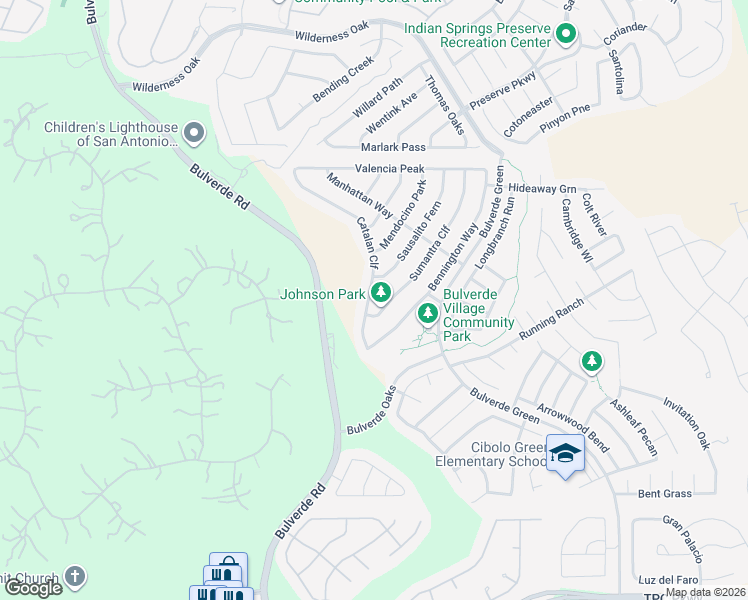 map of restaurants, bars, coffee shops, grocery stores, and more near 24818 Catalan Cliff in San Antonio