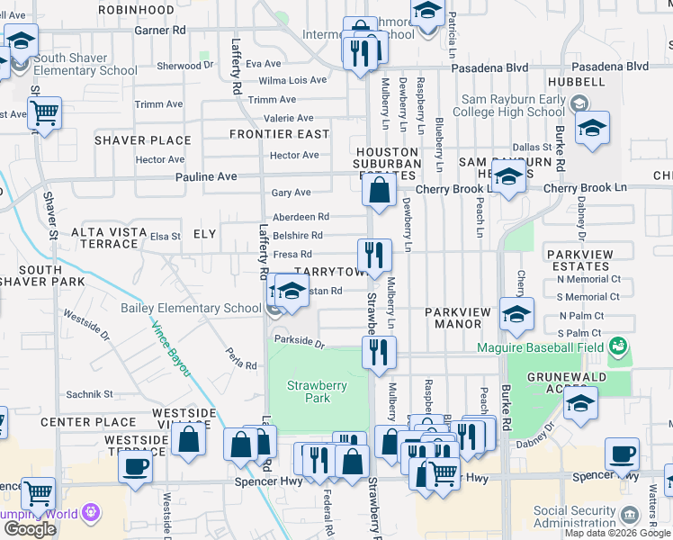 map of restaurants, bars, coffee shops, grocery stores, and more near 1301 Dunstan Road in Pasadena