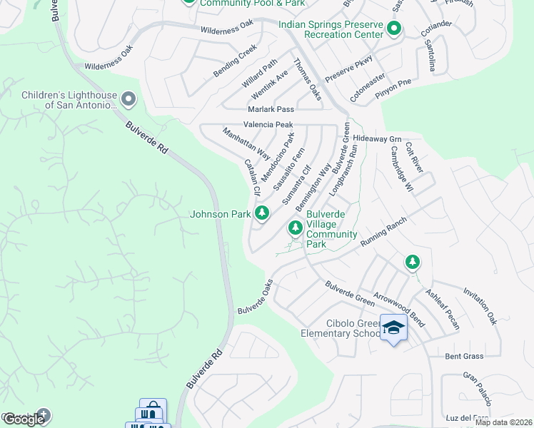 map of restaurants, bars, coffee shops, grocery stores, and more near 3527 Sumantra Cliff in San Antonio