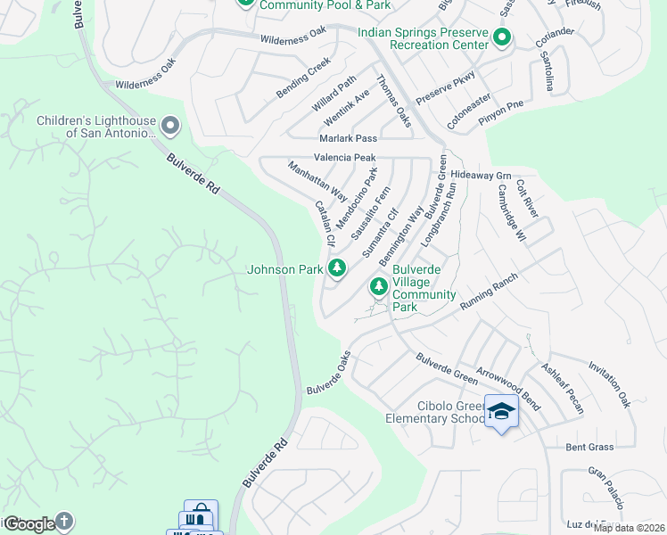 map of restaurants, bars, coffee shops, grocery stores, and more near 3510 Sausalito Fern in San Antonio