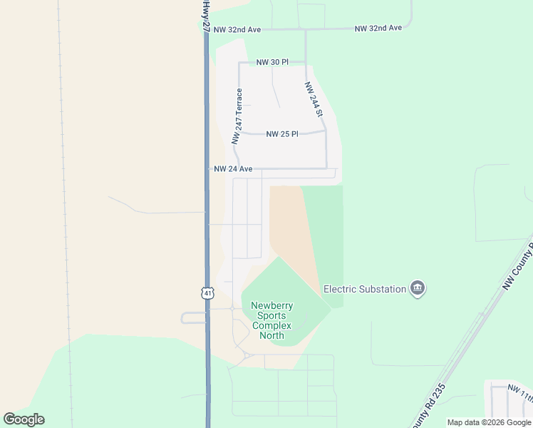 map of restaurants, bars, coffee shops, grocery stores, and more near 24422 Northwest 16th Avenue in Newberry