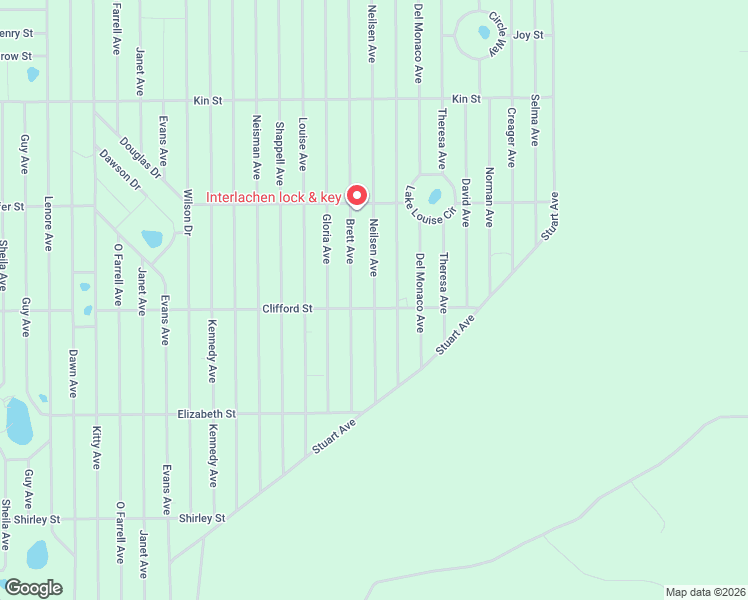 map of restaurants, bars, coffee shops, grocery stores, and more near 230 Neilsen Avenue in Interlachen