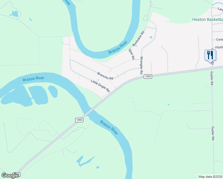 map of restaurants, bars, coffee shops, grocery stores, and more near 37820 Farm to Market Road 1093 in Wallis