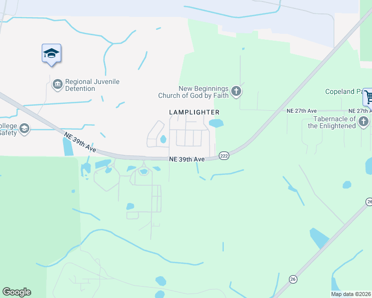 map of restaurants, bars, coffee shops, grocery stores, and more near 5401 Northeast 24th Place in Gainesville