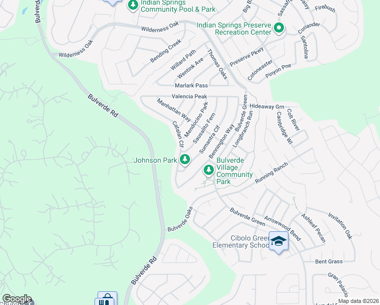 map of restaurants, bars, coffee shops, grocery stores, and more near 3510 Sausalito Fern in San Antonio