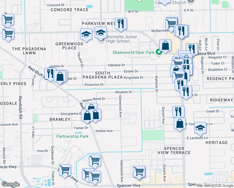 map of restaurants, bars, coffee shops, grocery stores, and more near 814 Wisdom Drive in Deer Park