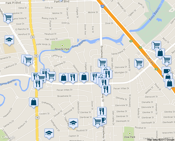 map of restaurants, bars, coffee shops, grocery stores, and more near 8215 Colgate St in Houston