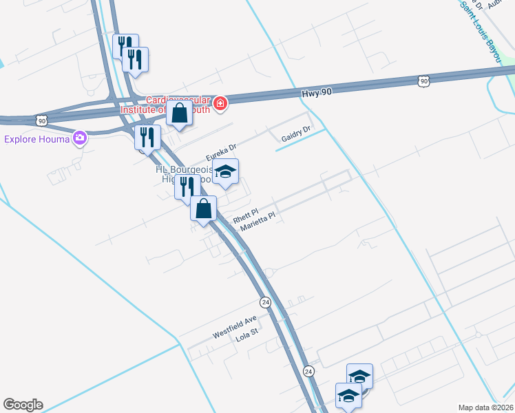 map of restaurants, bars, coffee shops, grocery stores, and more near 119 Rhett Place in Gray
