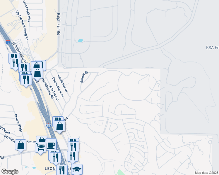 map of restaurants, bars, coffee shops, grocery stores, and more near 6752 Manor Hill in San Antonio