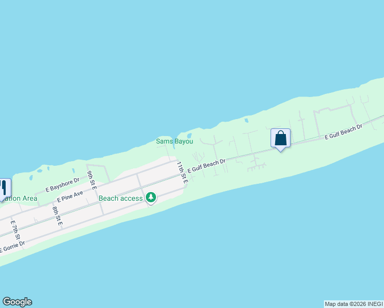 map of restaurants, bars, coffee shops, grocery stores, and more near 1125 Amerigo Court in Saint George Island