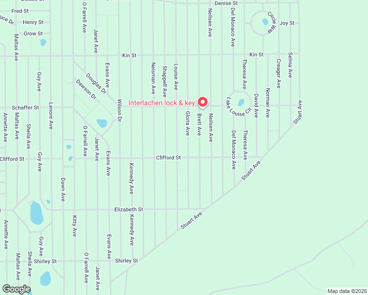map of restaurants, bars, coffee shops, grocery stores, and more near 308 Louise Avenue in Interlachen