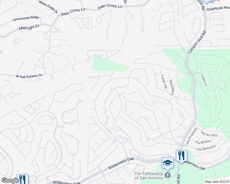 map of restaurants, bars, coffee shops, grocery stores, and more near 530 Legacy Ridge in San Antonio