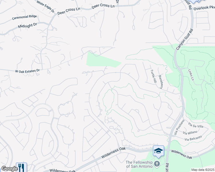 map of restaurants, bars, coffee shops, grocery stores, and more near 530 Legacy Ridge in San Antonio