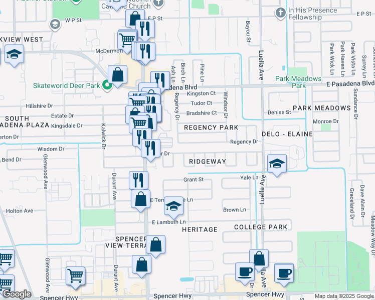 map of restaurants, bars, coffee shops, grocery stores, and more near 317 Arbor Drive in Deer Park