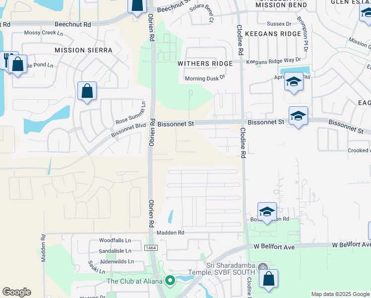 map of restaurants, bars, coffee shops, grocery stores, and more near 17238 Quiet Song Court in Richmond