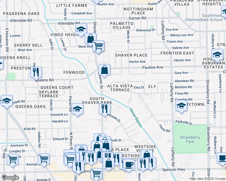 map of restaurants, bars, coffee shops, grocery stores, and more near 312 Fresa Road in Pasadena