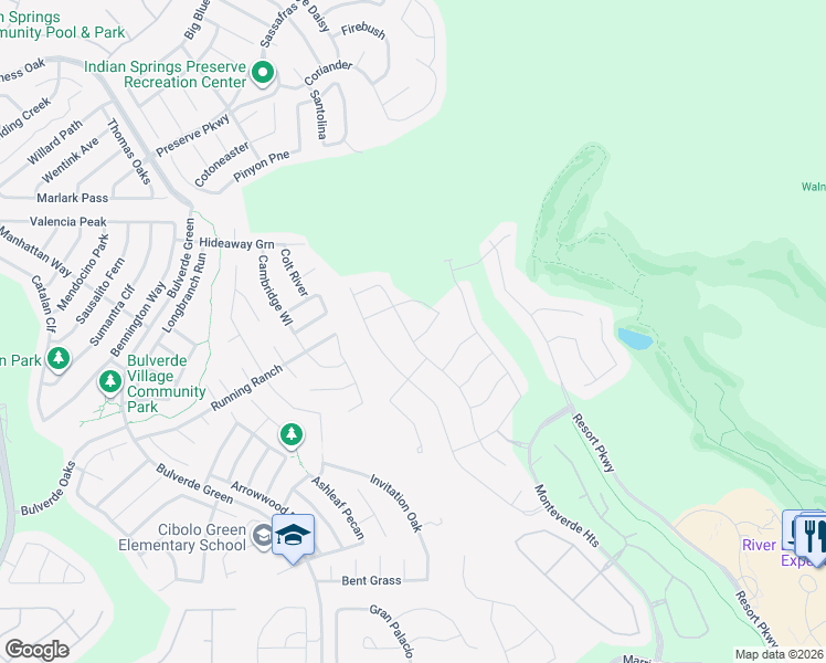 map of restaurants, bars, coffee shops, grocery stores, and more near 3831 Monteverde Way in San Antonio