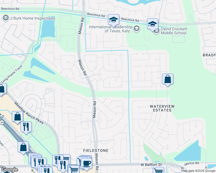 map of restaurants, bars, coffee shops, grocery stores, and more near 20311 Weeping Pine Way in Richmond