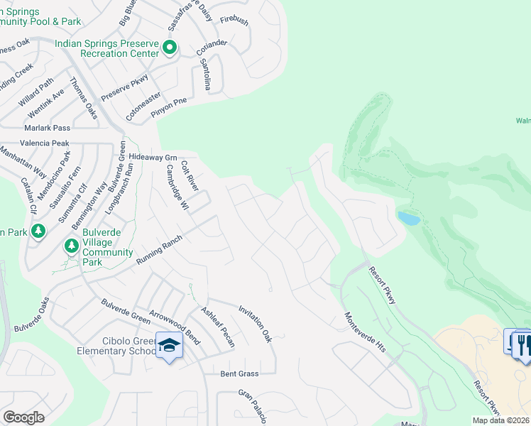 map of restaurants, bars, coffee shops, grocery stores, and more near 3831 Monteverde Way in San Antonio
