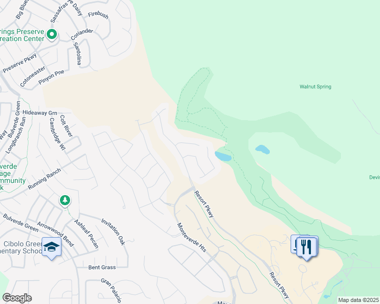 map of restaurants, bars, coffee shops, grocery stores, and more near 4132 Andito in San Antonio