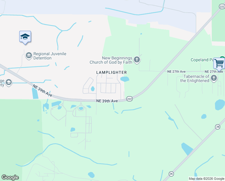 map of restaurants, bars, coffee shops, grocery stores, and more near 5401-5499 Northeast 24th Place in Gainesville