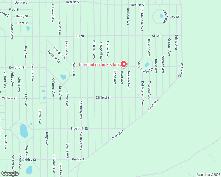 map of restaurants, bars, coffee shops, grocery stores, and more near 308 Louise Avenue in Interlachen
