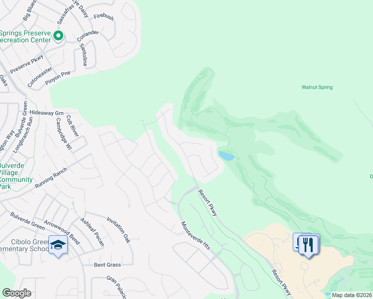 map of restaurants, bars, coffee shops, grocery stores, and more near Monteverde Heights in San Antonio