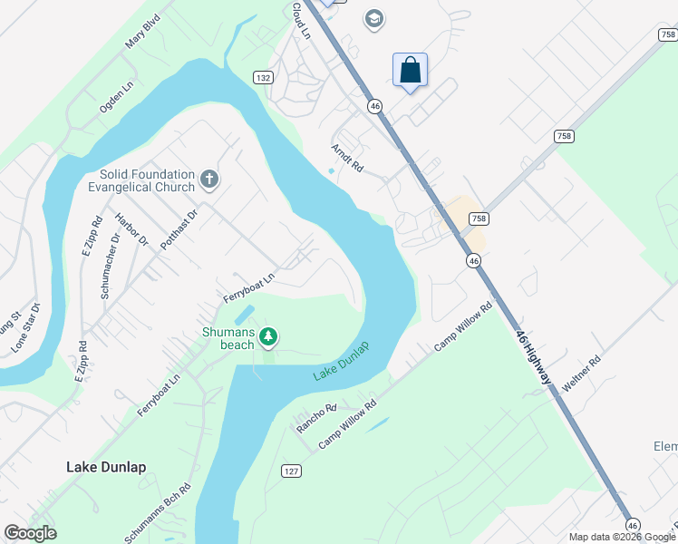 map of restaurants, bars, coffee shops, grocery stores, and more near 266 Satterfield Road in New Braunfels