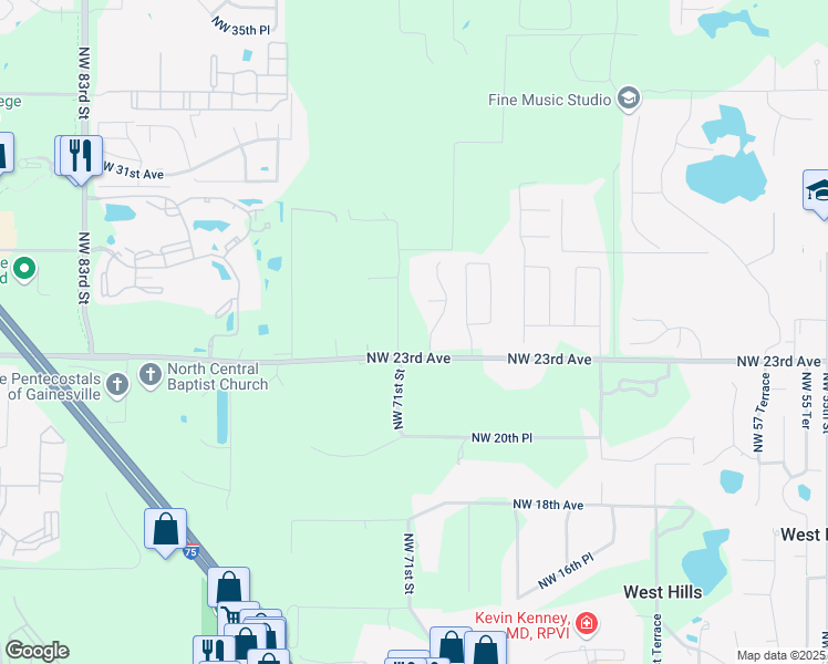 map of restaurants, bars, coffee shops, grocery stores, and more near in Alachua County