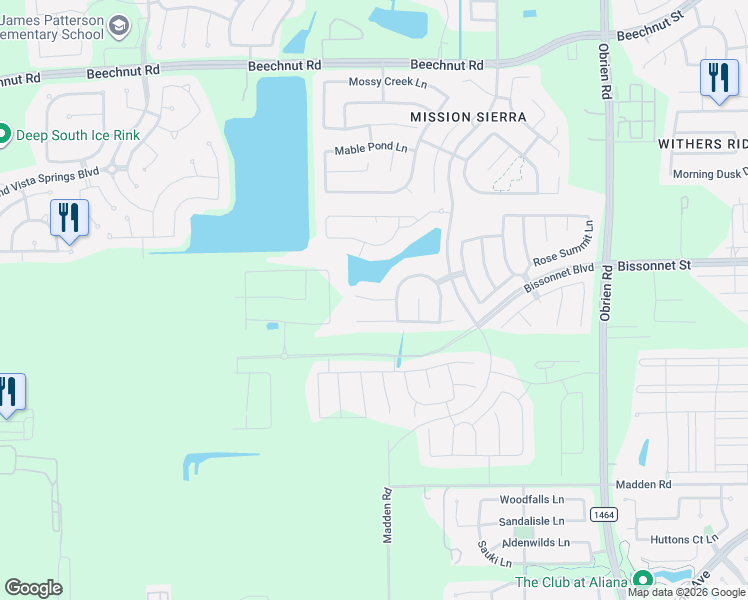 map of restaurants, bars, coffee shops, grocery stores, and more near Stephanotis Trace in Fort Bend County