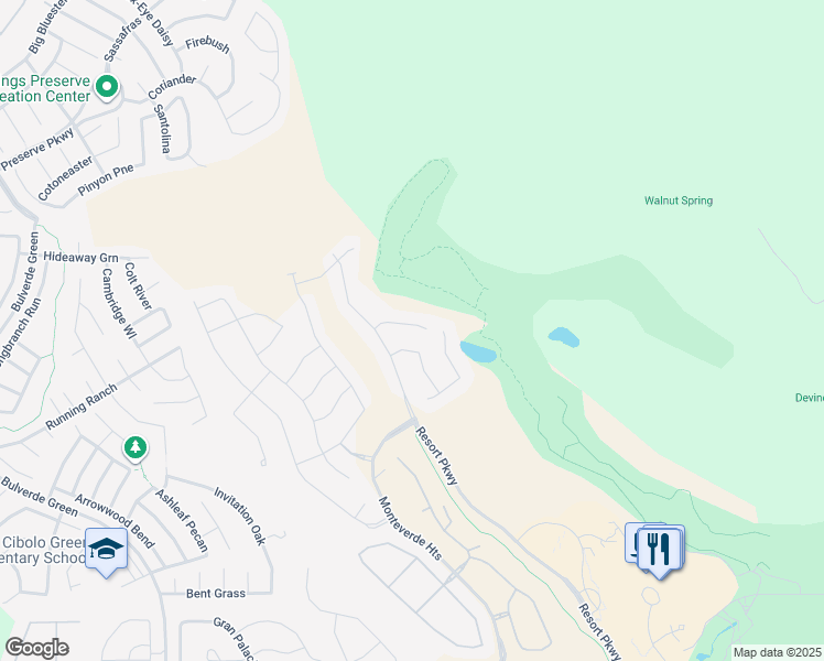 map of restaurants, bars, coffee shops, grocery stores, and more near 4132 Andito in San Antonio