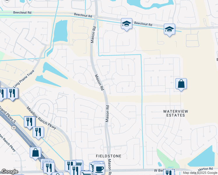 map of restaurants, bars, coffee shops, grocery stores, and more near 20311 Rosalina River Court in Richmond