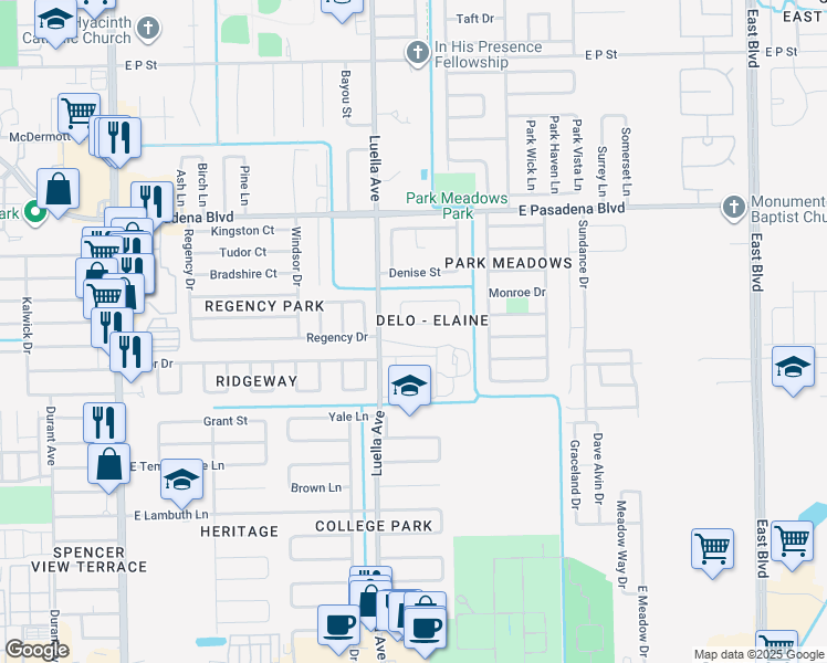 map of restaurants, bars, coffee shops, grocery stores, and more near 1206 Kitty in Deer Park