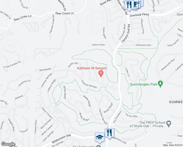 map of restaurants, bars, coffee shops, grocery stores, and more near 25210 Battle Lake in San Antonio