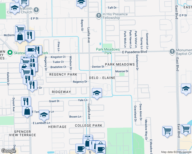 map of restaurants, bars, coffee shops, grocery stores, and more near 1201 Kitty in Deer Park